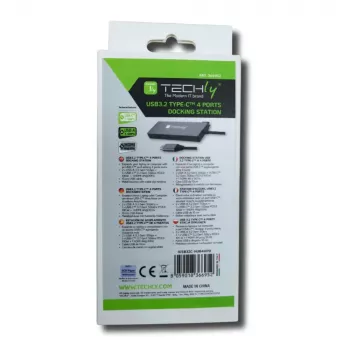 Techly IUSB32C-HUB4HPD Laptop-Dockingstation/Port-Replikator Kabelgebunden USB 3.2 Gen 2 (3.1 Gen 2) Typ-C Grau