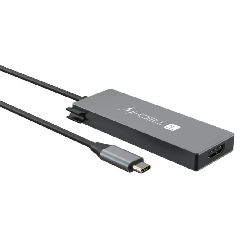 Techly IUSB32C-HUB4HPD Laptop-Dockingstation/Port-Replikator Kabelgebunden USB 3.2 Gen 2 (3.1 Gen 2) Typ-C Grau