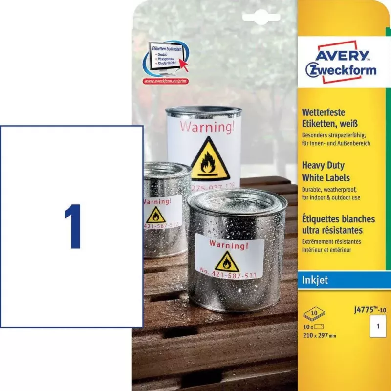 Selbstklebendes Etikett Rechteckig AVERY J4775-10