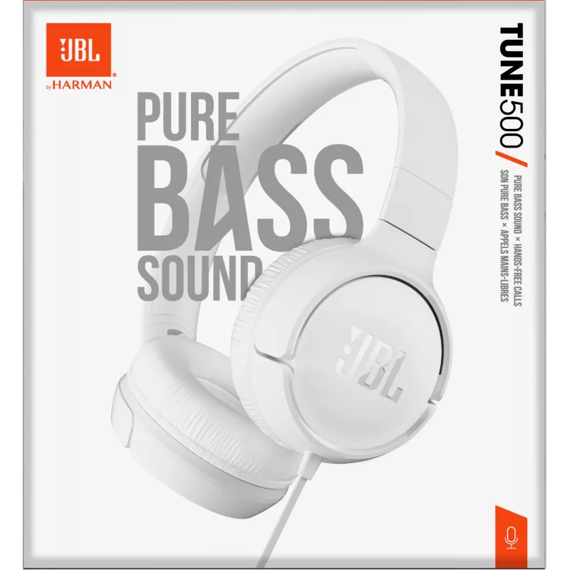 JBL Tune 500 WEISS, Kabelgebunden, 20 - 20000 Hz, Musik, 148 g, Kopfhörer, Weiß