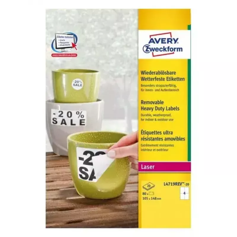 Selbstklebendes Etikett für Drucker Avery L4719REV-20