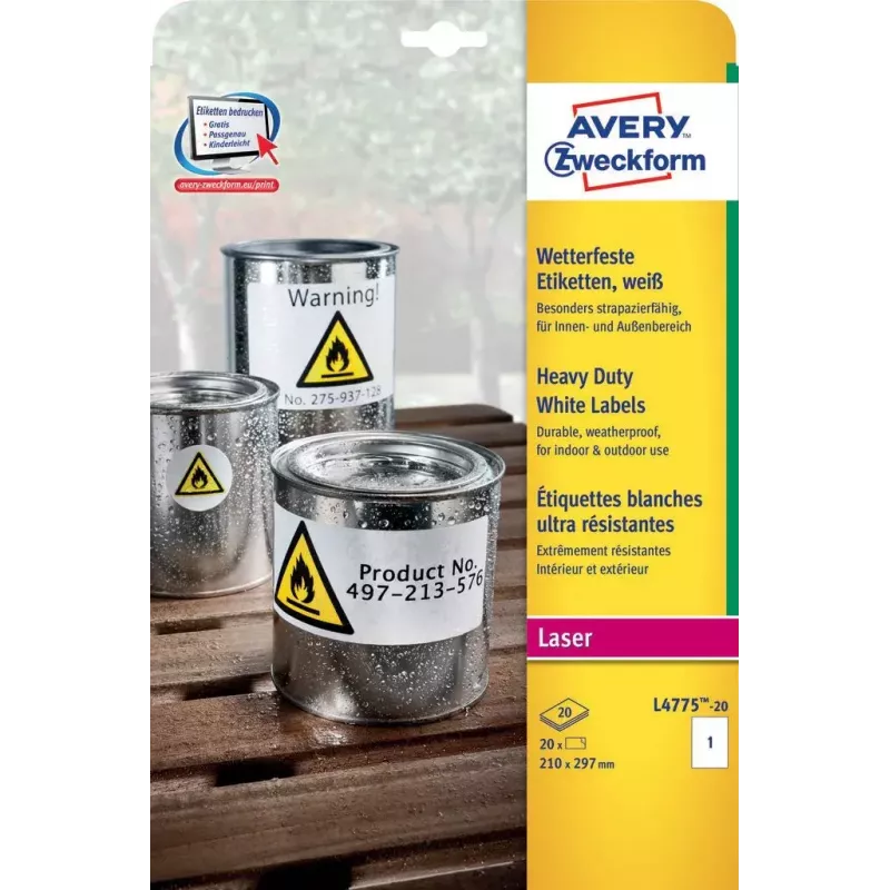 Selbstklebendes Etikett Avery L4775-20 Abgerundetes Rechteck