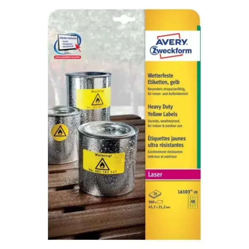 Selbstklebendes Etikett Rechteck Avery L6103-20