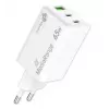 Mobile device charger MediaRange MRMA116-2 — Indoor AC fast charger, 100–240V input, up to 20V output, 2× USB-C, white