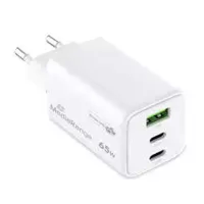 Mobile device charger MediaRange MRMA116-2 — Indoor AC fast charger, 100–240V input, up to 20V output, 2× USB-C, white