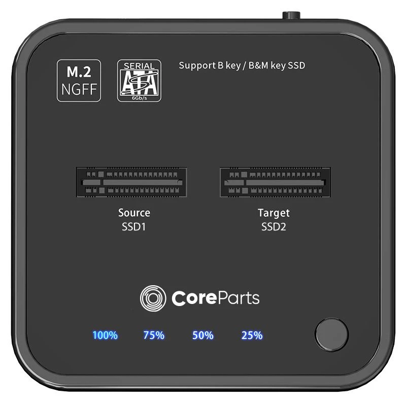 CoreParts MS-CLONER-SATA Speicher-Dockingstation USB 3.2 Gen 2 (3.1 Gen 2) Typ-C Schwarz