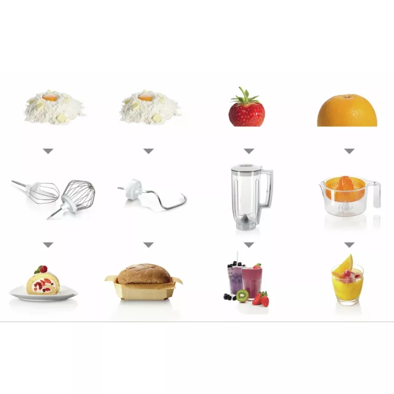 Bosch MUM5 Start Line Universalküchenmaschine 800 W 3,9 L Orange, Silber, Transparent, Weiß
