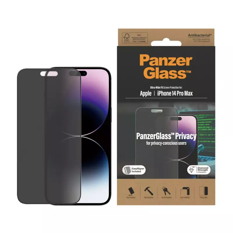 PanzerGlass ® Privacy Screen Protector iPhone 14 Pro Max | Ultra-Wide Fit mit EasyAligner