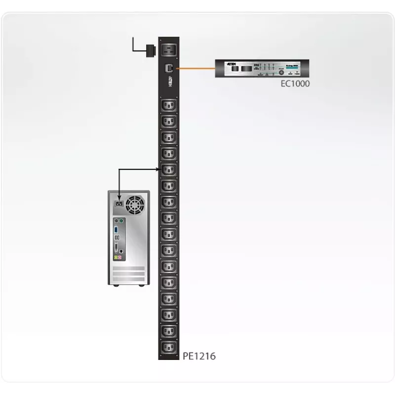 ATEN PE1216 Stromverteilungseinheit (PDU) 16 AC-Ausgänge Schwarz