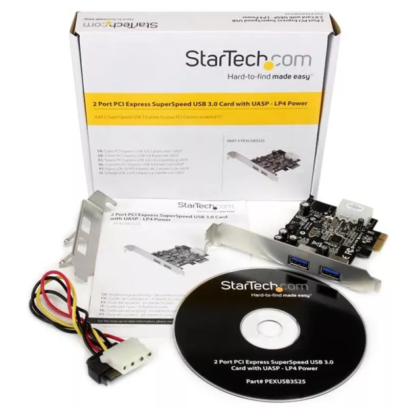StarTech.com 2-Port PCI Express (PCIe) SuperSpeed USB 3.0-Kartenadapter mit UASP - LP4-Strom