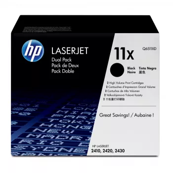 HP 11X 2er-Pack High Yield Schwarz Original LaserJet Tonerkartuschen Tonerkartusche 2 Stück