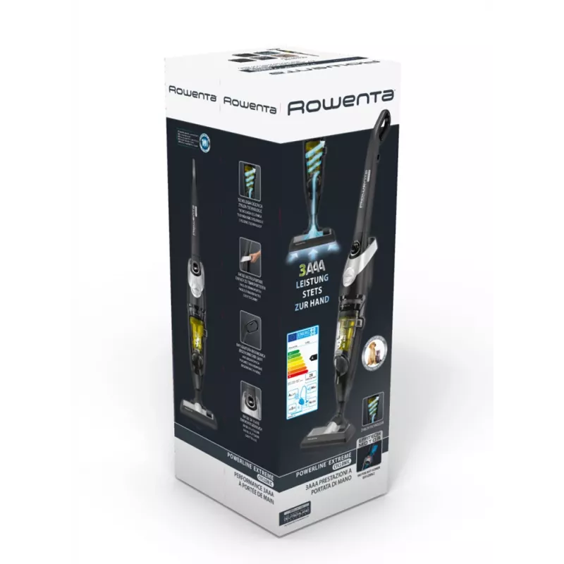 Rowenta RH8155WA Stabstaubsauger/Elektrobesen AC Trocken Zyklon Beutellos 0,9 L 750 W Schwarz, Silber, Gelb