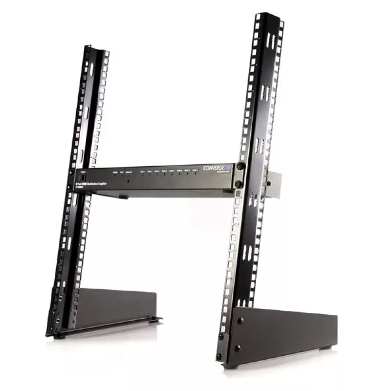 StarTech.com 2-Post 12U Desktop-Server-Rack, kleines offenes 19-Zoll-Computer-Rack, kompaktes Netzwerk-Rack für AV-/Studio-/Daten-/IT-Equipment – freistehendes Zwei-Post-Rack für Heim-/Büroanwendungen