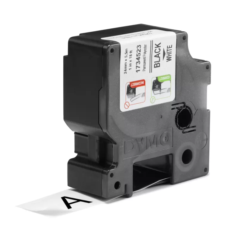 DYMO Rhino Industrie-Permanente Polyester-Etiketten | 24 mm x 5,5 m | Schwarzer Druck auf Weiß | Selbstklebend | für LabelManager & Rhino Etikettendrucker