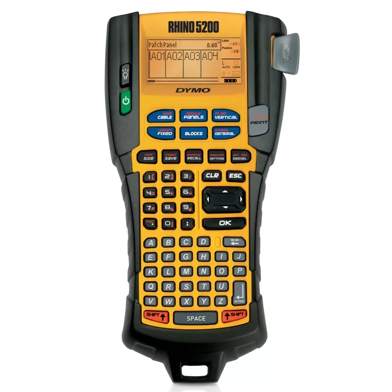 DYMO RHINO 5200 Industrie-Etikettendrucker | Beschriftungsgerät mit Koffer | Zeitsparende Schnellzugriffstasten | Druckt schnell | Robuster Etikettendrucker für Baustellen und anspruchsvolle Beschriftungsaufgaben | UK-Stecker