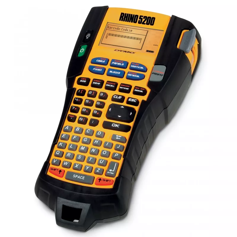DYMO RHINO 5200 Industrie-Etikettendrucker | Beschriftungsgerät mit Koffer | Zeitsparende Schnellzugriffstasten | Druckt schnell | Robuster Etikettendrucker für Baustellen und anspruchsvolle Beschriftungsaufgaben | UK-Stecker