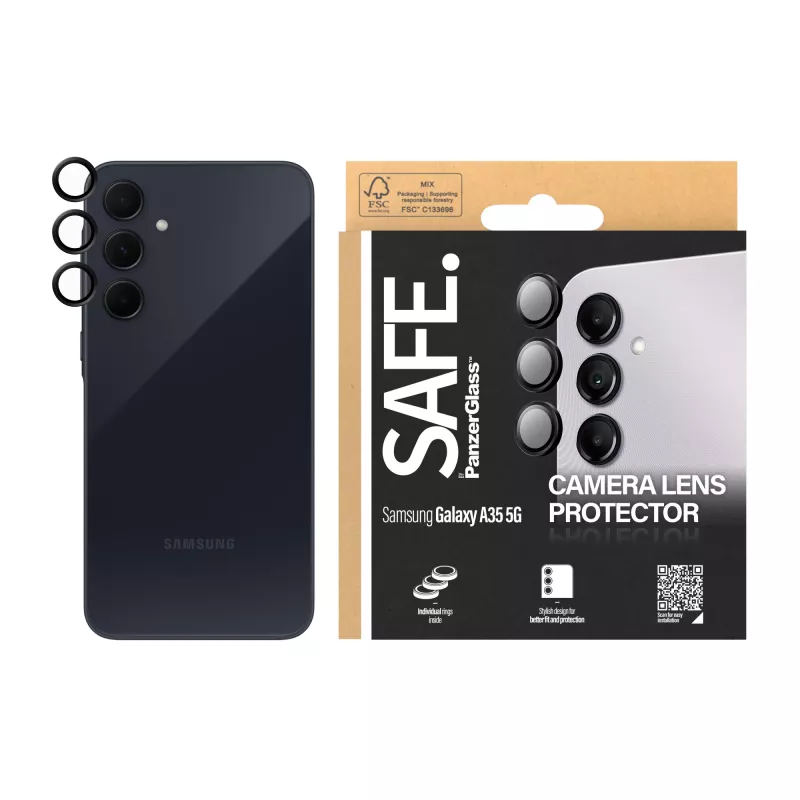 PanzerGlass SAFE. by ® Kameralinsenschutz Schwarz Samsung Galaxy A35 5G