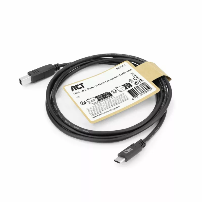 ACT USB 2.0 Kabel, USB-C auf USB-B, 1,8 Meter