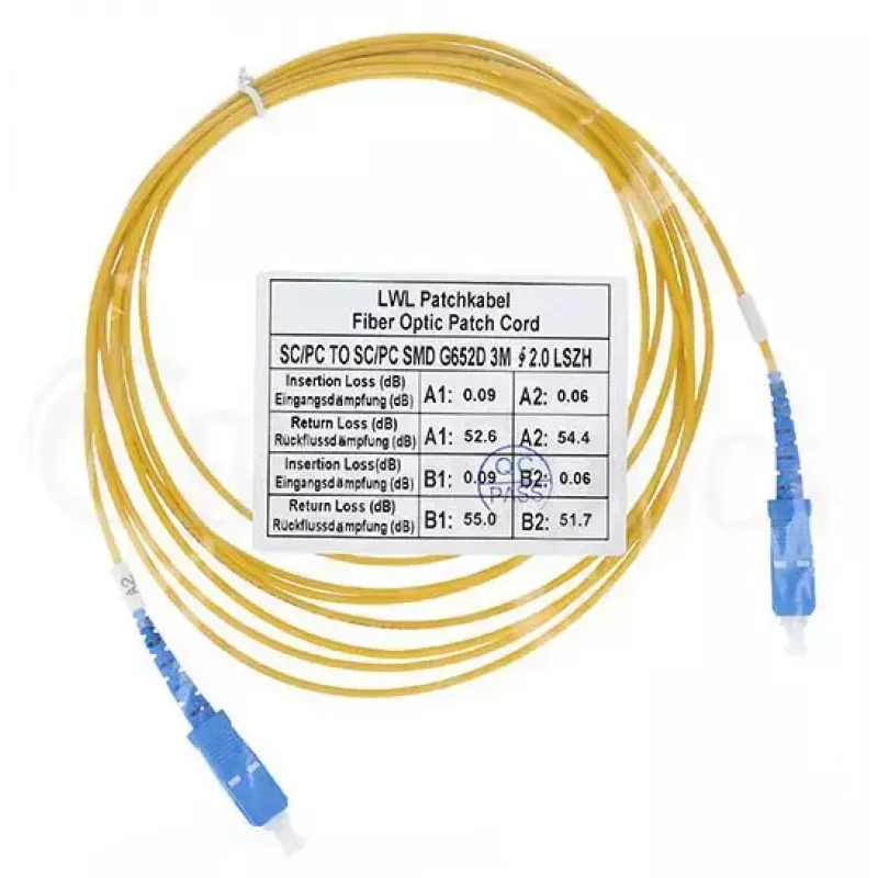 Glasfaserkabel BlueOptics SFP2222BU50MK SC G.657.A1 50 m Gelb