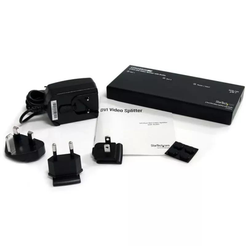 StarTech.com 2 Port DVI Video Splitter mit Audio – DVI, 2x DVI, 1920 x 1200 Pixel, Schwarz, Aluminium, 10 m