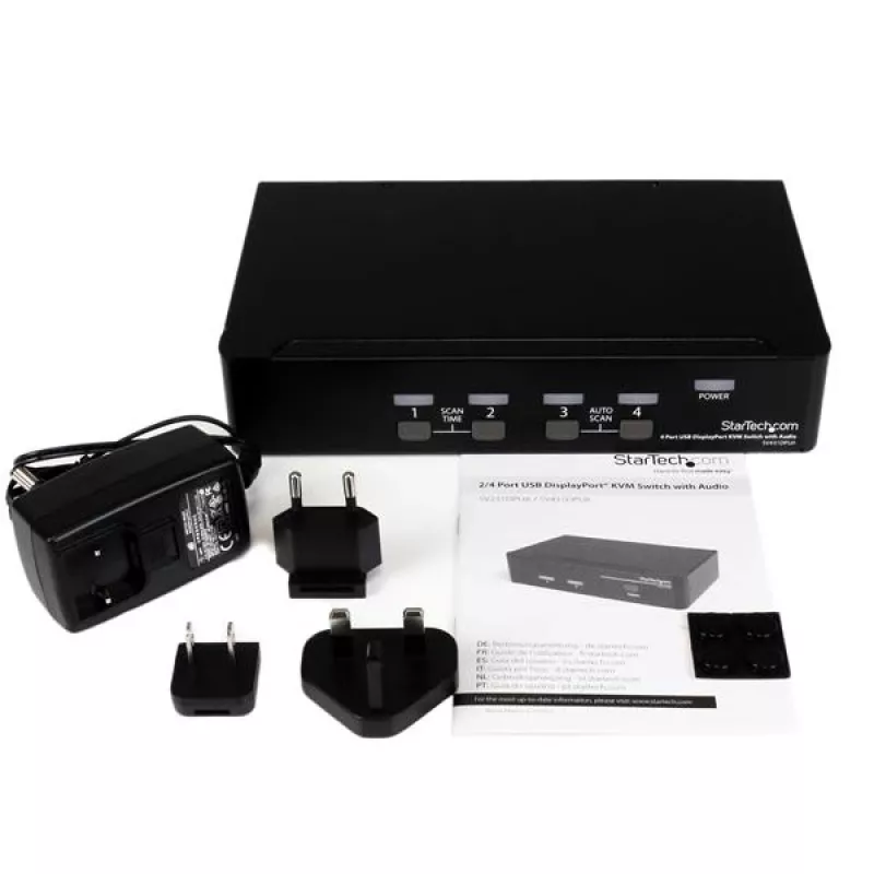 StarTech.com 4-Port USB DisplayPort KVM Switch mit Audio, 3840 x 2400 Pixel, Schwarz