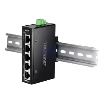 Netzwerk-Switch TRENDnet TI-ELC50 Unmanaged 5-Port Fast Ethernet (10/100), 9,6–60 V, Wand-/Hutschienenmontage