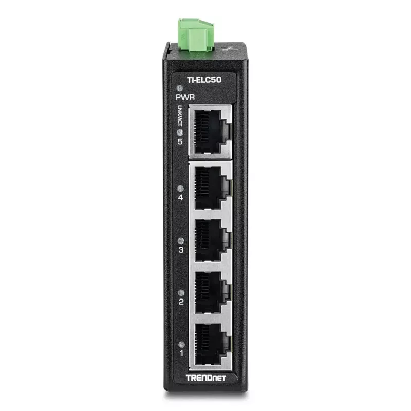 Netzwerk-Switch TRENDnet TI-ELC50 Unmanaged 5-Port Fast Ethernet (10/100), 9,6–60 V, Wand-/Hutschienenmontage