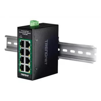Unmanaged Fast Ethernet PoE Switch TRENDnet TI-PELC80 — 8x 10/100 Mbps RJ-45, IEEE 802.3af/at, 48–56V DC, wall-mountable