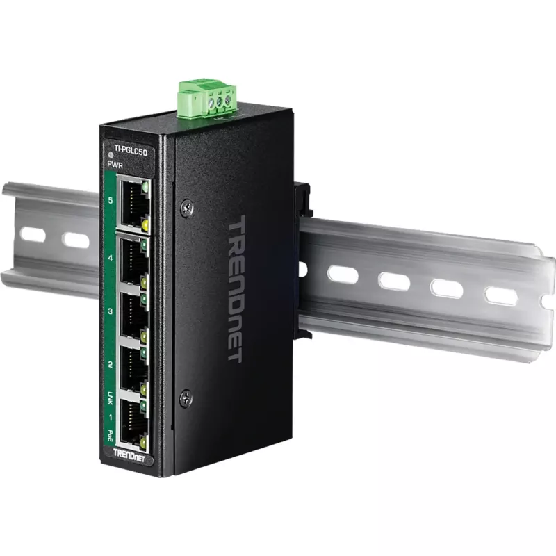 TRENDnet TI-PGLC50 Industrial Unmanaged 5-Port Gigabit Ethernet PoE+ Switch