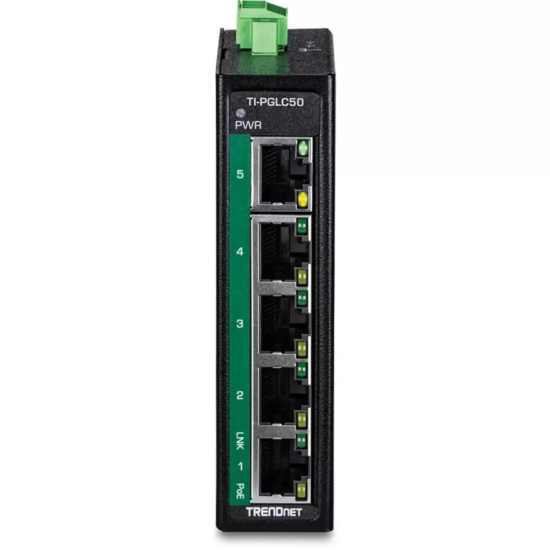 TRENDnet TI-PGLC50 Industrial Unmanaged 5-Port Gigabit Ethernet PoE+ Switch