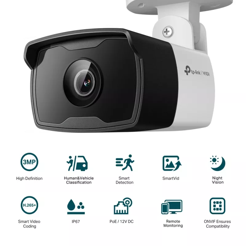 TP-Link VIGI C330I(4MM) Sicherheitskamera Bullet IP-Sicherheitskamera Außenbereich 2304 x 1296 Pixel Decke/Wand/Stange