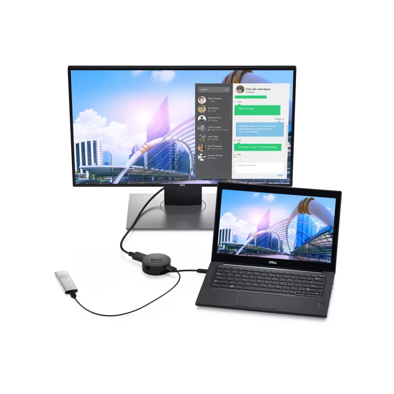DELL DA300 Kabelgebundener USB 3.2 Gen 2 (3.1 Gen 2) Type-C Schwarz