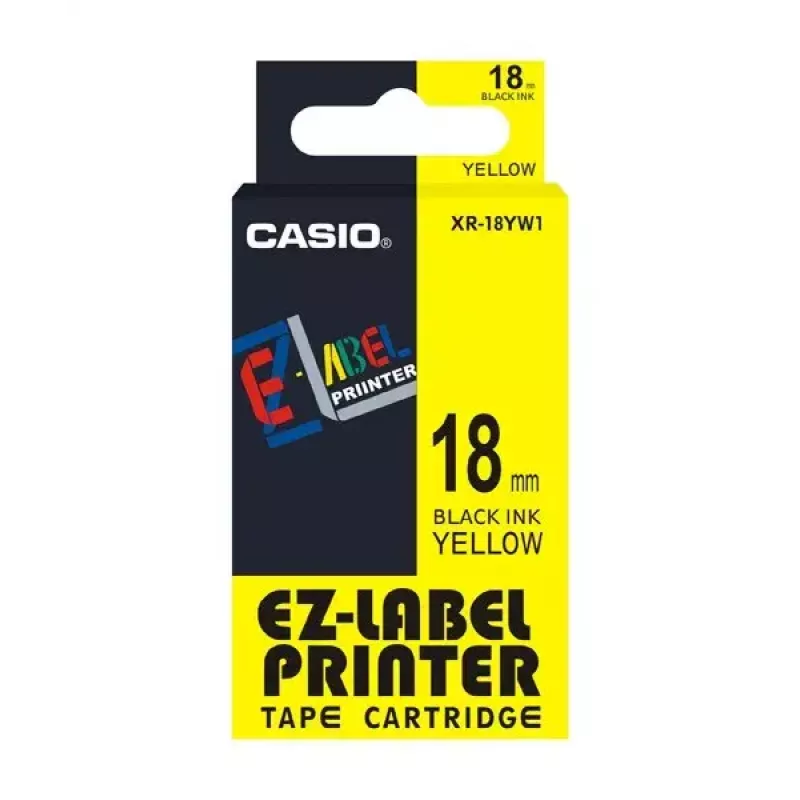 Etikettierband Casio XR-18YW1 Schwarz auf Gelb