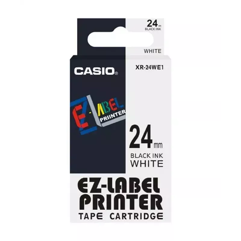 Label-making tape Casio XR-24WE1 Schwarz on white
