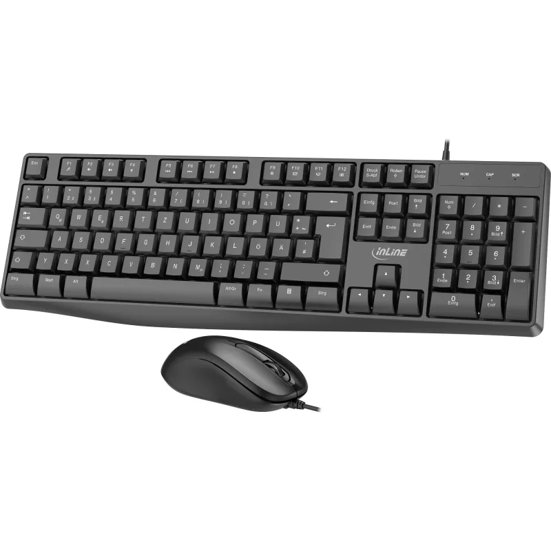 InLine Basic Desktop II, Tastatur-Maus-Set, USB-Kabel, Standard DE-Layout
