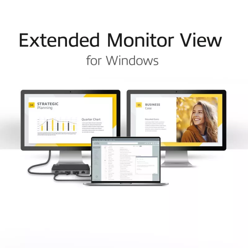 ACT USB-C 4K MST Dockingstation für 2 HDMI-Monitore, Ethernet, USB-C, 3x USB-A, PD-Passthrough und 1 Meter abnehmbares Verbindungskabel