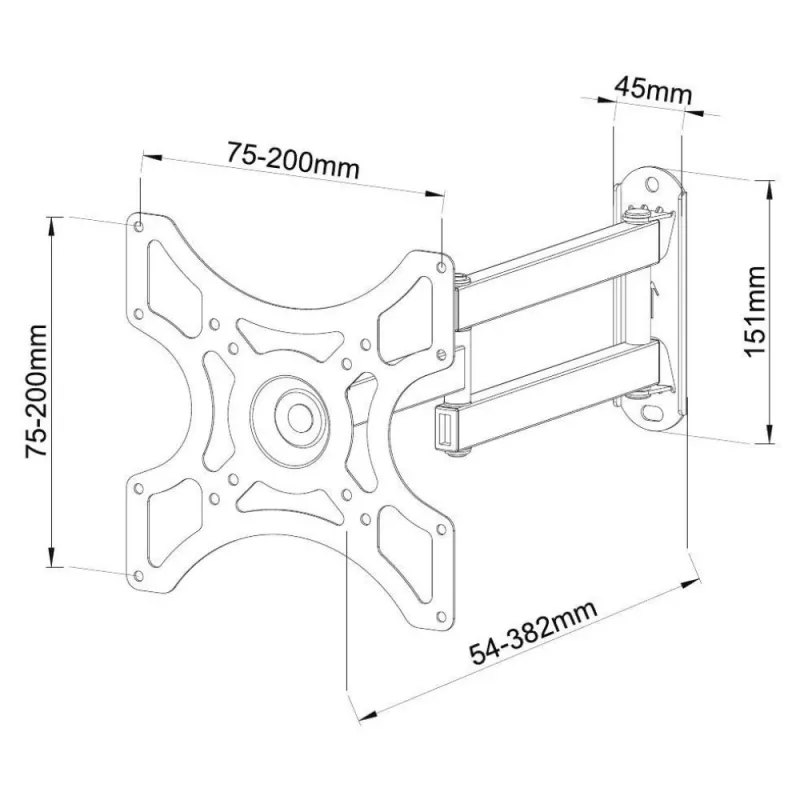Techly Wandhalterung für LCD LED 19-37'' neigbar 2 Gelenke Schwarz ICA-LCD 2923B