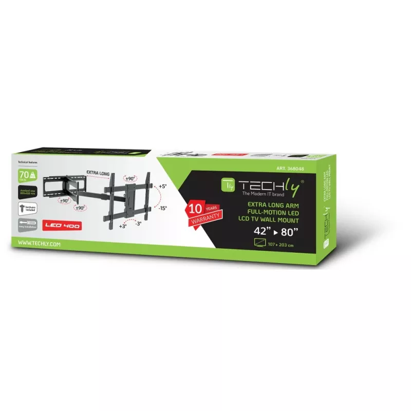 Techly ICA-PLB-721 TV-Halterung/Standfuß 2,03 m (80 Zoll) Schwarz