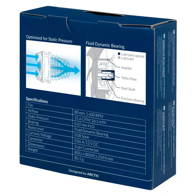 ARCTIC P8 Silent – Druckoptimierter, extra leiser 80-mm-Lüfter