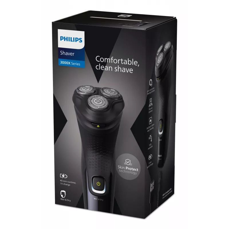 Philips X3021/00 Herrenrasierer Rotationsrasierer Trimmer Schwarz