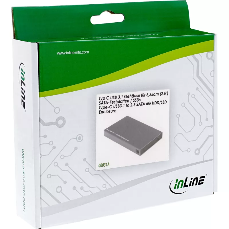 InLine Ext. Gehäuse 2,5 Zoll USB 3.1, für SATA HDD/SSD, mit USB-C-Anschluss