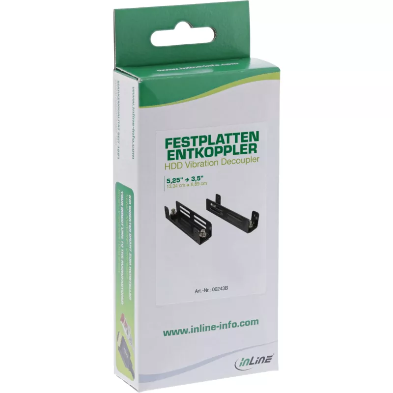 InLine Festplatten-Entkoppler, Anti-Vibration, 5,25 Zoll auf 3,5 Zoll, schwarz