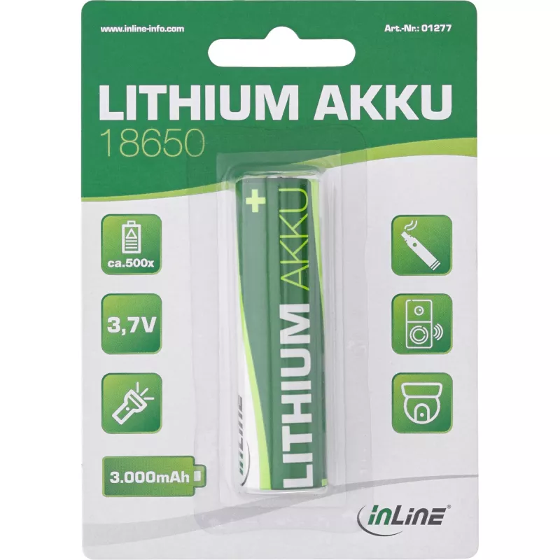 InLine Lithium-Ionen-Akku 3000mAh 18650 3,7V Wiederaufladbar