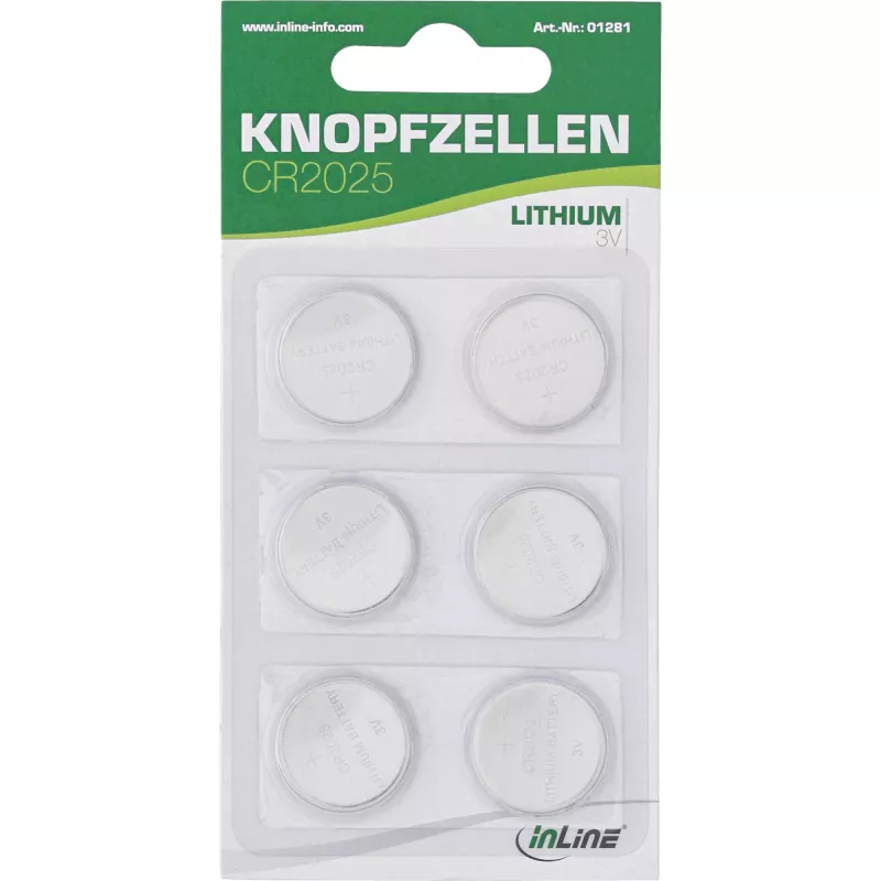 Knopfzelle InLine CR2025 3V Lithium 6er-Pack