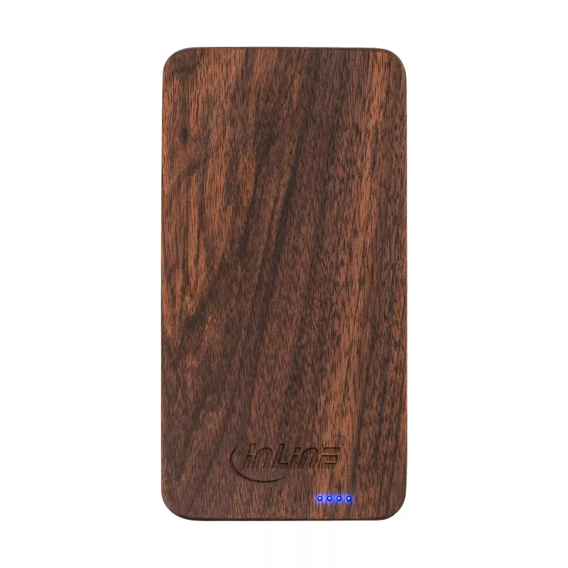 InLine woodplate, USB PowerBank 5.000mAh, mit LED, Walnussholz