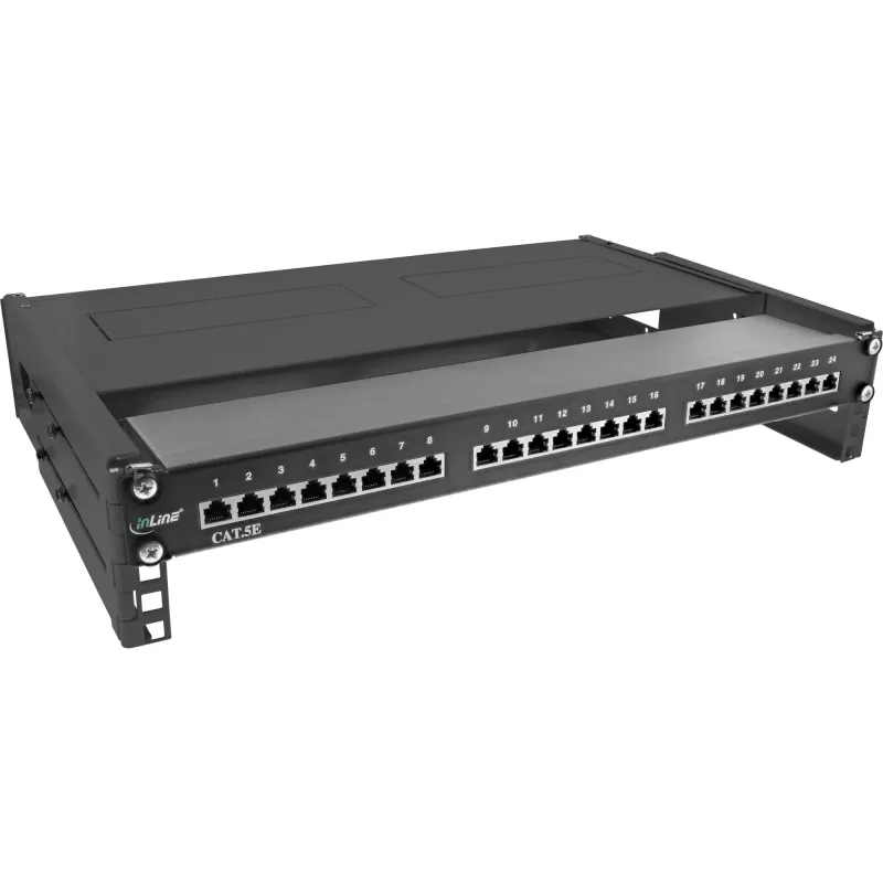 InLine 19 Zoll faltbares Rack, 2HE, 24–40 cm Tiefe, mit Abdeckung, schwarz