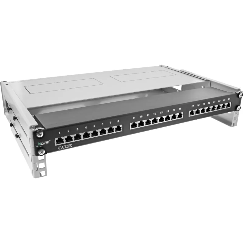InLine 19 Zoll klappbares Rack, 2HE, 24–40 cm Tiefe, mit Abdeckung, grau