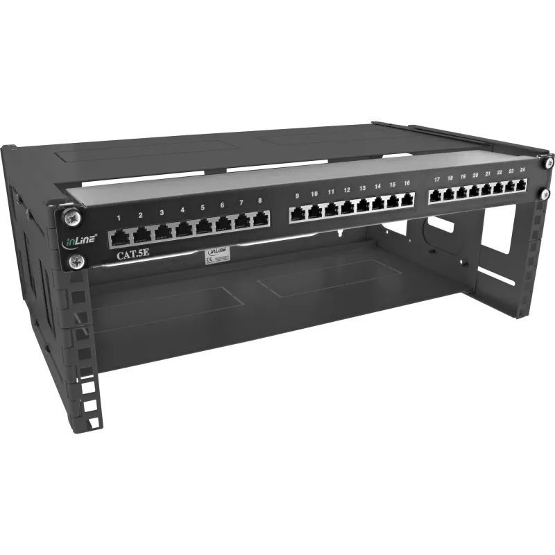 Wandmontierbares Rack InLine 19 Zoll faltbares Rack 4U 24-40cm Tiefe schwarz