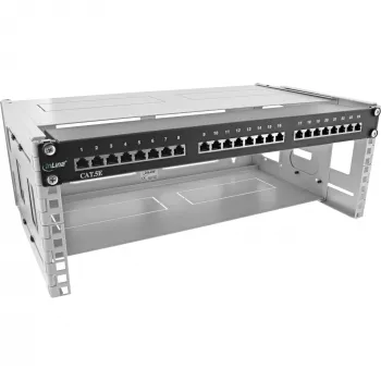 InLine 19 Zoll klappbares Rack, 4HE, 24-40cm Tiefe, mit Abdeckung, grau