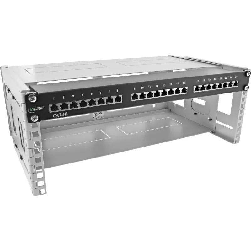 InLine 19 Zoll klappbares Rack, 4HE, 24-40cm Tiefe, mit Abdeckung, grau
